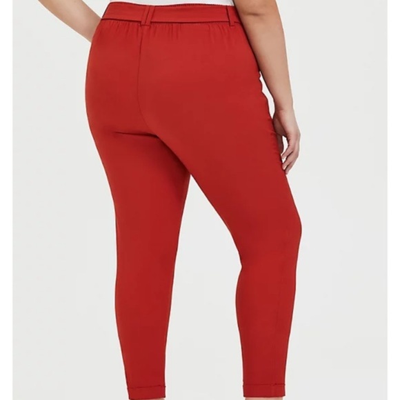 Torrid Orange Crepe Self Tie Tapered Pants - Picture 3 of 9